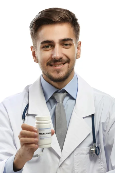 Doctor holding bottle — Stock Photo, Image