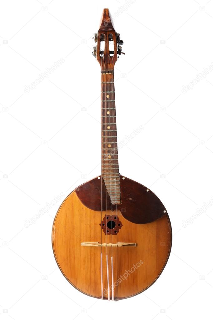 Folk musical instrument domra isolated on white