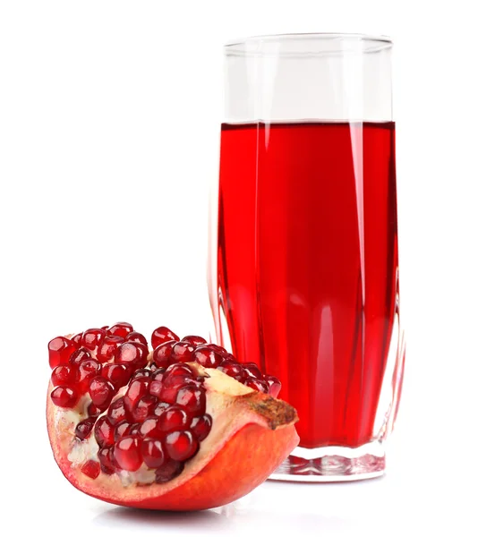 Glass of fresh pomegranate juice isolated on white — Stock Photo, Image