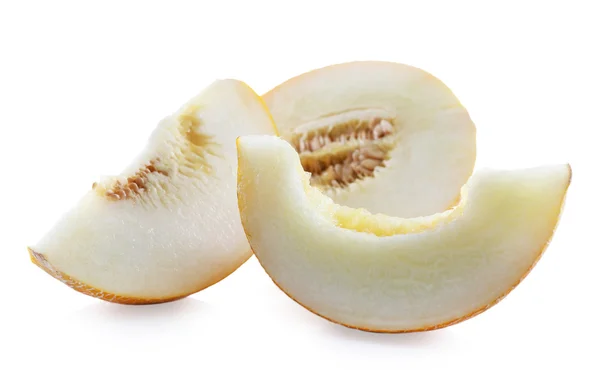 Melon frais tranché isolé sur blanc — Photo