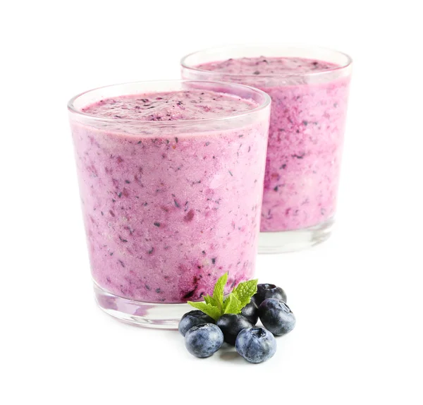 Glas Blaubeer-Smoothie, Nahaufnahme — Stockfoto