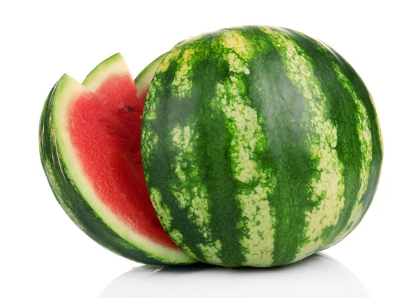 Ripe striped watermelon isolated on white — Stock Photo, Image