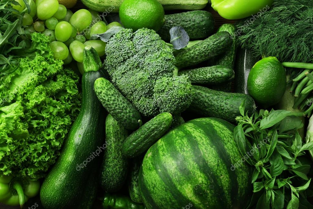 Green fruits and vegetables background Stock Photo by ©belchonock 82967386