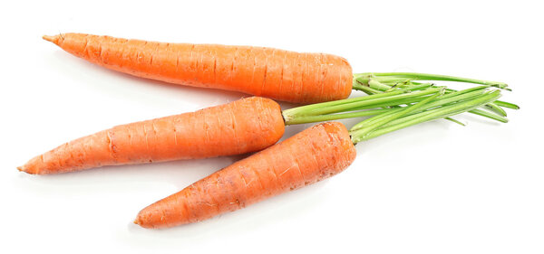 Fresh carrots isolated on white