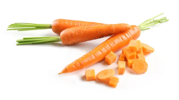 Sliced and diced carrot isolated on white — Stock Photo, Image