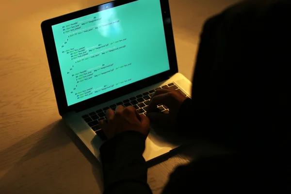 ノートパソコンを持ったハッカー — ストック写真