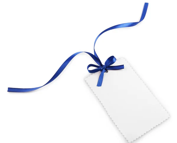 Blank gift tag with bow — Stock Photo, Image