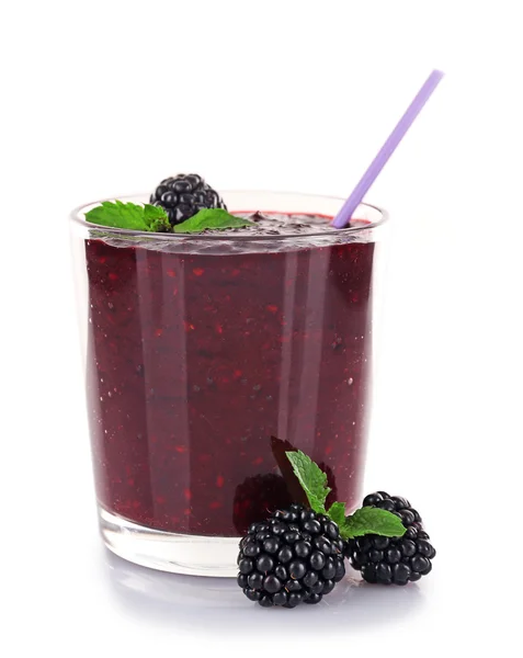 Glass of fresh blackberry cocktail — Stock Photo, Image
