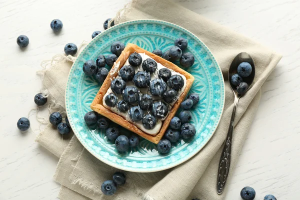 Gourmet fresh blueberry tart — 图库照片