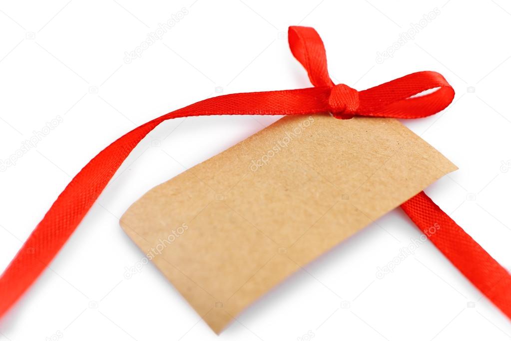 Blank gift tag with bow Stock Photo by ©belchonock 82990044