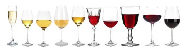Wineglasses with different wine