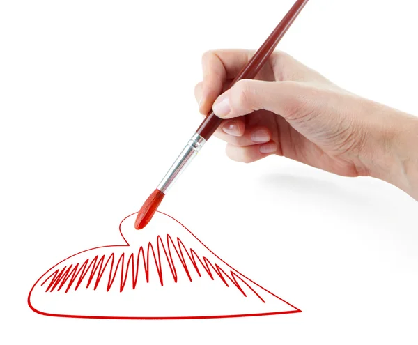 Female hand draw with brush — Stock Photo, Image