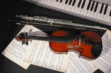 Müzik notaları ile müzik aletleri