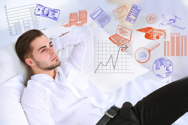 Young businessman thinking of him plans — Stock Photo, Image