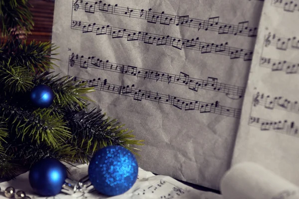 Notas de música com decoração de Natal — Fotografia de Stock