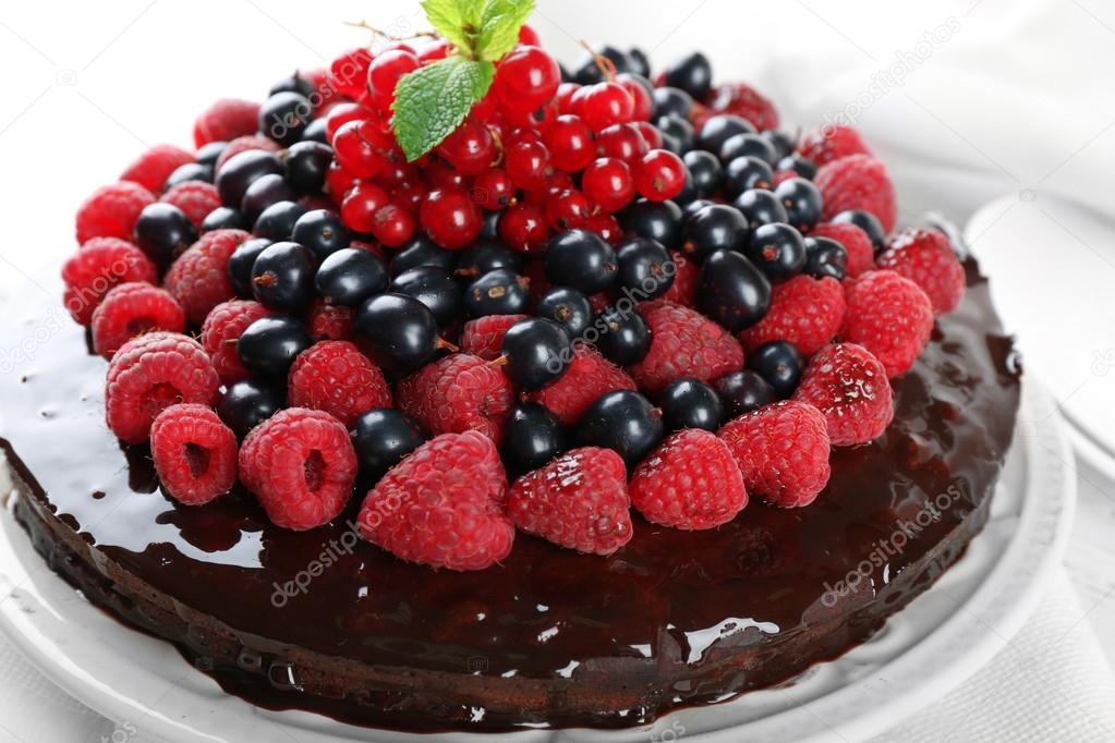 cake with summer berries
