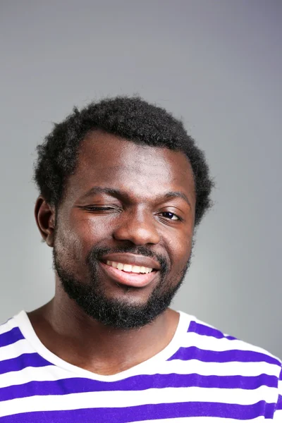 African American portrait on gray background — Stock Photo, Image