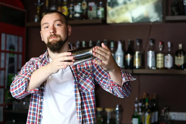 Portrait of handsome bartender at bar — Stock Photo, Image
