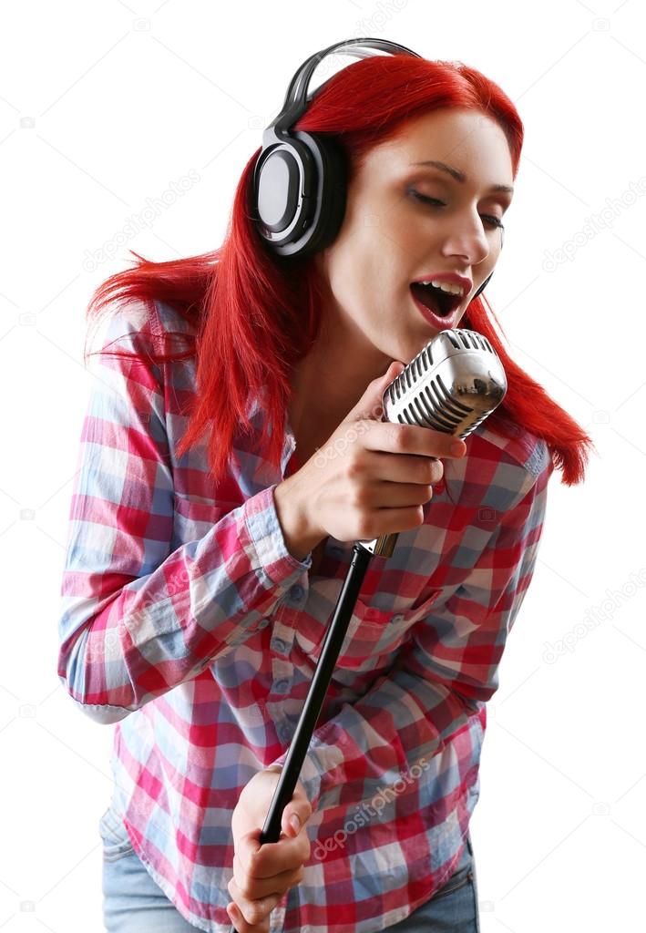 young woman singing 