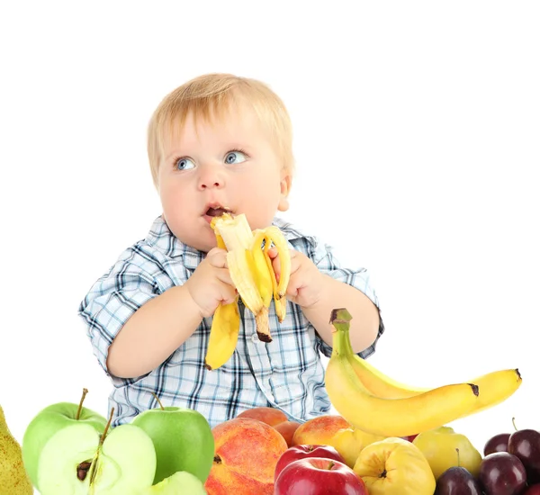 Cute baby and fruit mix — Stock Photo, Image