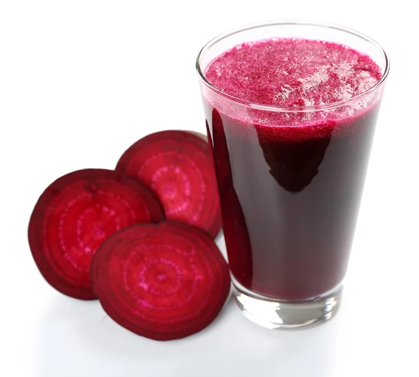 Glass of beet juice with vegetables isolated on white — Stock Photo, Image