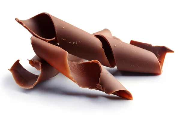 Çikolata bukleler üzerinde beyaz izole — Stok fotoğraf