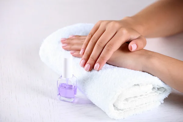 Woman hands with french manicure — Stock Photo, Image