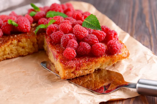 Tarte fraîche aux framboises — Photo