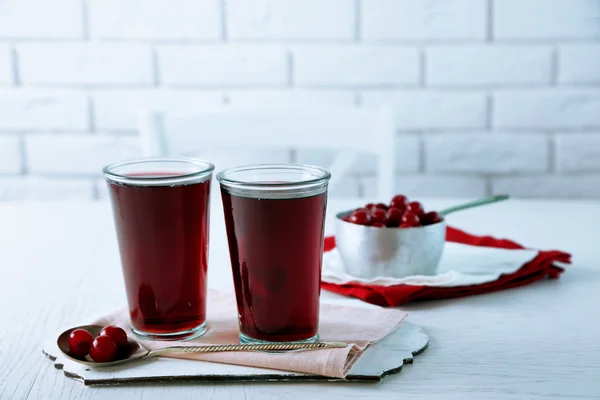 Cherry juice on table — Stock Photo, Image