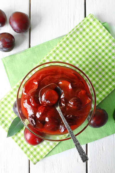 Gustosa marmellata di prugne fatta in casa — Foto Stock