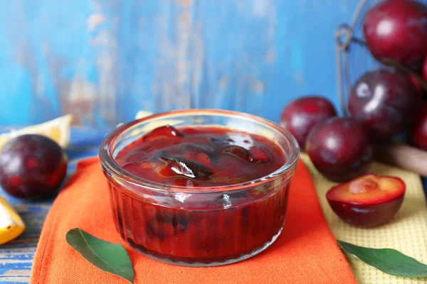 Tasty homemade plum jam — Stock Photo, Image