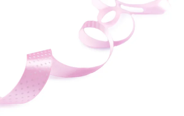 Pink ribbon isolated on white — Stock Photo, Image