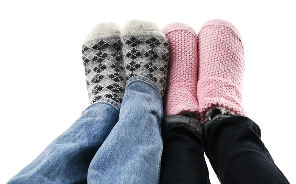 Human feet in knitted socks — Stock Photo, Image