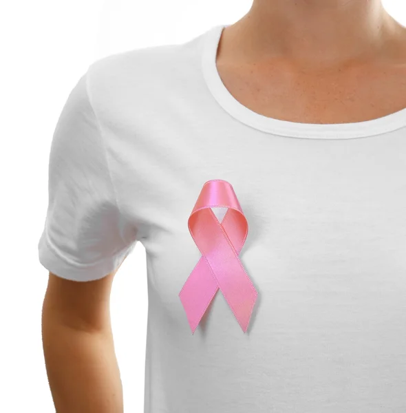 Ribbon Sign on female shirt — Stock Photo, Image