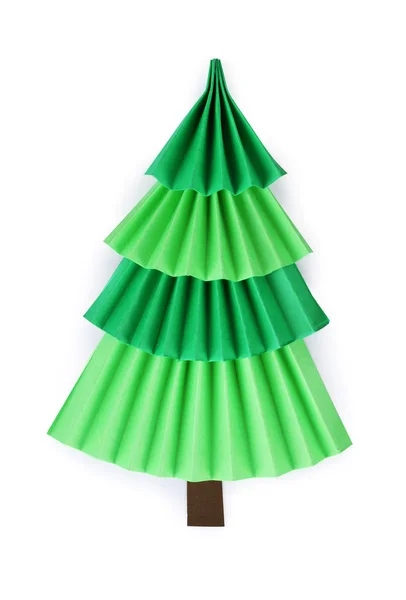 Kreativní papír vánoční strom na bílém papíře — Stock fotografie