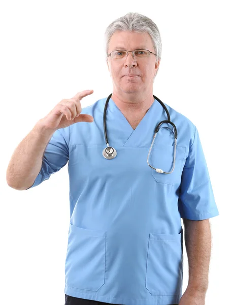 Лікар зі стетоскопом ізольовані на білому — стокове фото