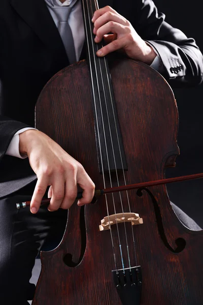 Man playing on cello close up — Stock Photo, Image