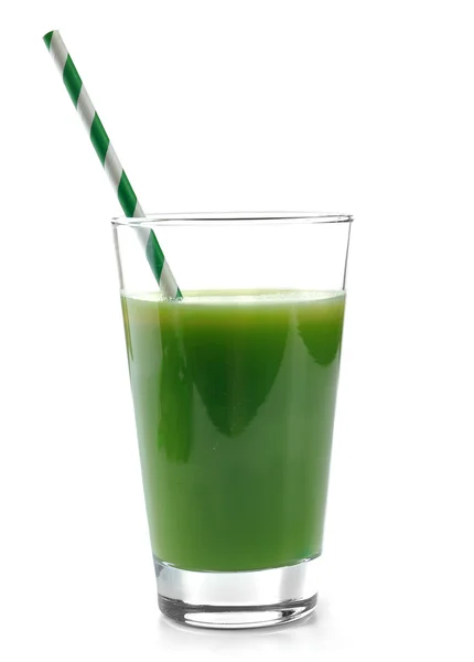 Glass of spinach juice isolated on white — Stock Photo, Image