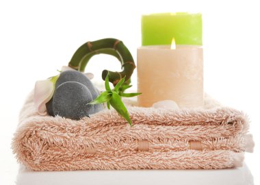 Güzel spa kompozisyon, üzerinde beyaz izole