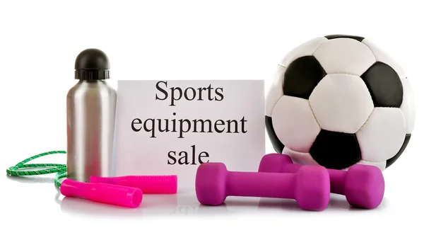 Спортивні товари для продажу, ізольовані на білому — стокове фото
