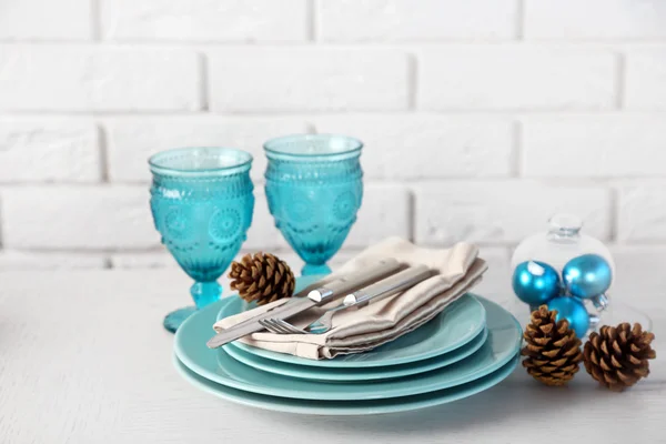 Decorado ajuste de mesa de Navidad. concepto de menú de Navidad —  Fotos de Stock