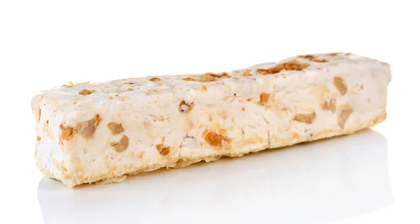 Turrón dulce con avellanas aisladas en blanco —  Fotos de Stock