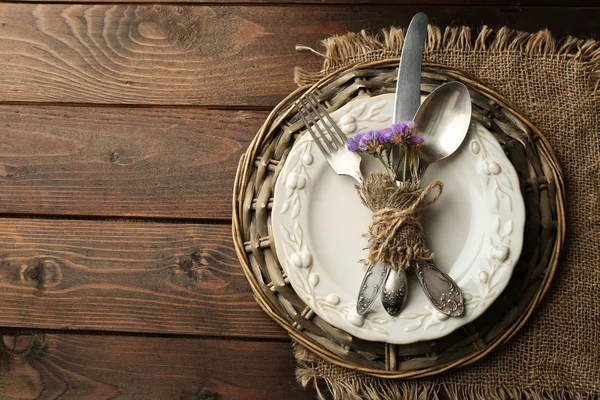 Summer table setting  in rustic style. — Stock Photo, Image