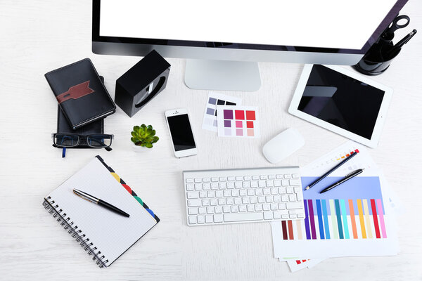 Рабочее место дизайнера, крупный план
