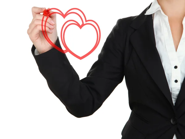 Woman drawing heart — Stock Photo, Image