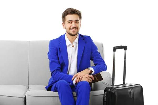 Uomo d'affari con valigia — Foto Stock