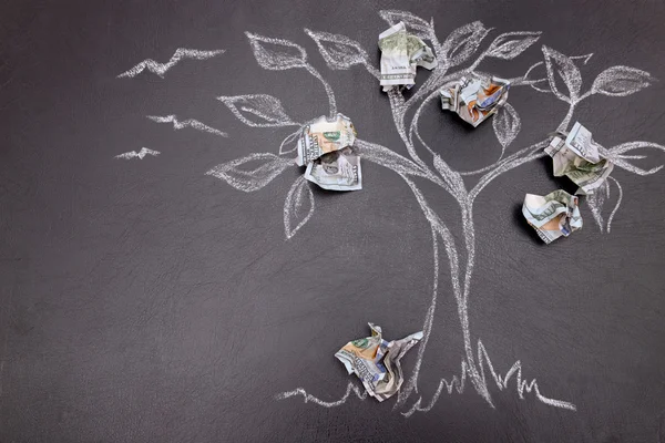 Árbol de dinero dibujo en pizarra —  Fotos de Stock