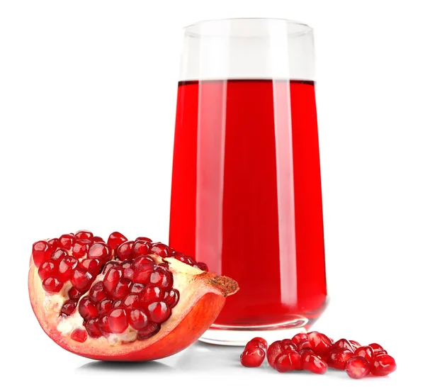 Glass of fresh pomegranate juice isolated on white — Stock Photo, Image