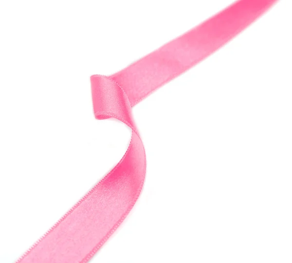 粉红的卷曲丝带上白色孤立 — 图库照片