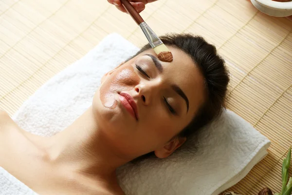 Woman while facial cosmetic procedure — Stock Photo, Image